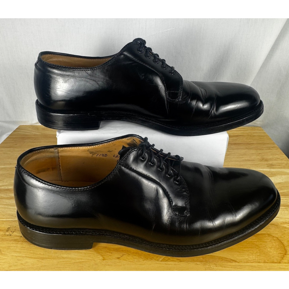 Brooks Brothers Vintage Plain Toe Blucher Mens 11.5 D Lace Up Classic Black